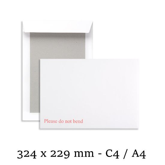 C4 A4 White Hard Board Backed Envelopes