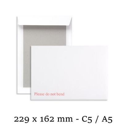 C5 A5 White Hard Board Backed Envelopes