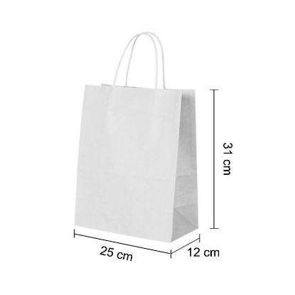 White Kraft paper bags with Twisted Handles - 25 x 31 x 12 cm