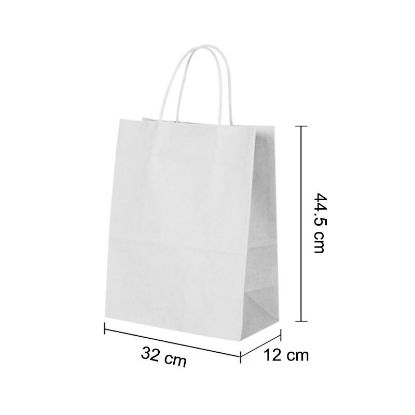 White Kraft paper bags with Twisted Handles - 32 x 44.5 x 17 cm