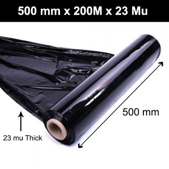 Black 500mmx200M 23Mu Pallet Wrap Rolls