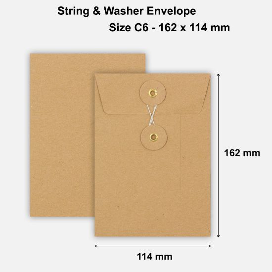 C6 Size String & Washer Envelopes Manilla Without Gusset