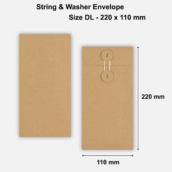 DL Size String & Washer Envelopes Manilla Without Gusset