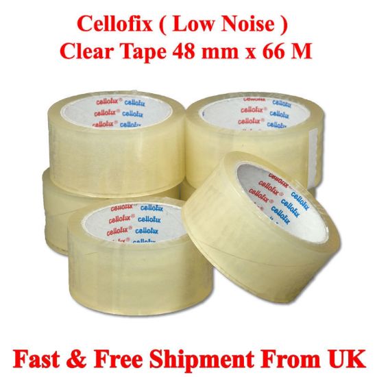 CELLOFIX CLEAR LOW NOISE PACKAGING TAPE 48MM 2" X 66M