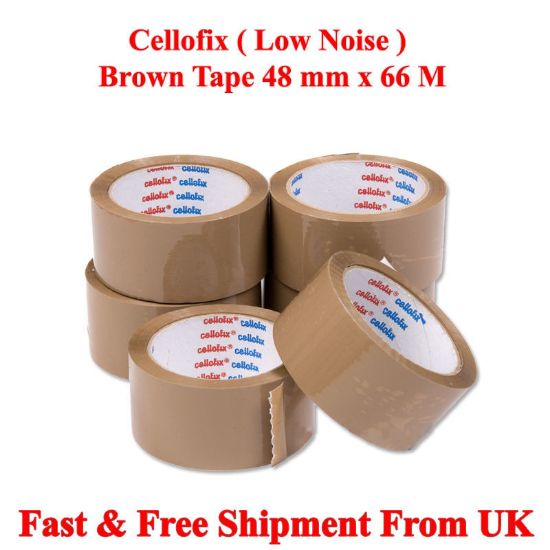 CELLOFIX BROWN LOW NOISE PACKAGING TAPE 48MM 2" X 66M