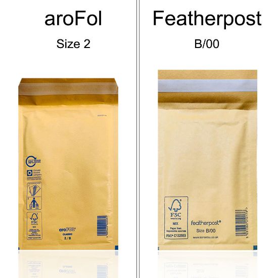 Picture of aroFol / Featherpost Padded Envelopes Mailer Gold B/00 - 215 x 120 mm - Box of 200