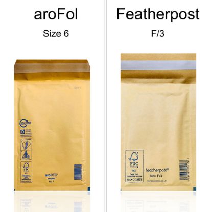 Picture of aroFol / Featherpost Padded Envelopes Mailer Gold F/3 - 340 x 220 mm - Box of 100