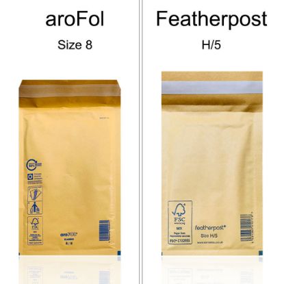 Picture of aroFol / Featherpost Padded Envelopes Mailer Gold H/5 - 360 x 270 mm - Box of 100