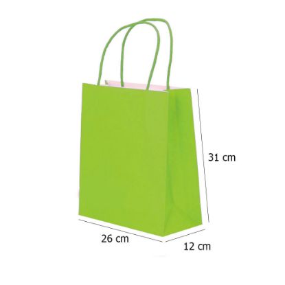 Paper Bags with Twisted Handle (Green) 26x31x12 cm