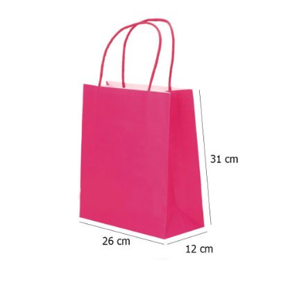 Paper Bags with Twisted Handle (Pink) 26x31x12 cm