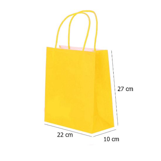 Paper Bags with Twisted Handle (Yellow) 22x27x10 cm