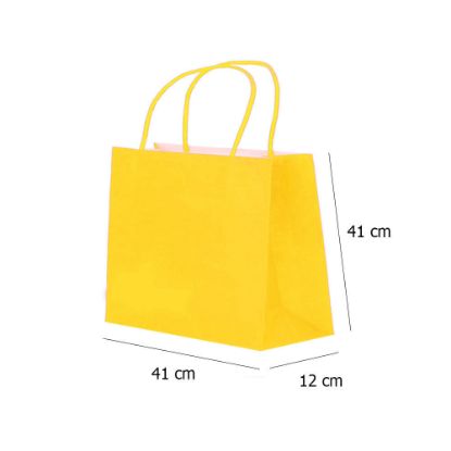 Paper Bags with Twisted Handle (Yellow) 41x41x12 cm