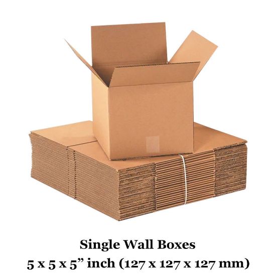Single wall cardboard boxes - 5x5x5" inch