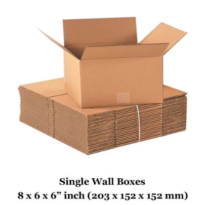 Single wall cardboard boxes - 8x6x6" inch