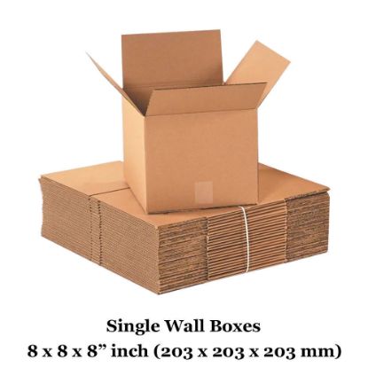 Single wall cardboard boxes - 8x8x8" inch