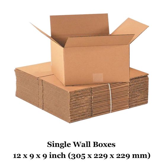 Single wall cardboard boxes - 12x9x9" inch