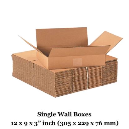 Single wall cardboard boxes - 12x9x3" inch