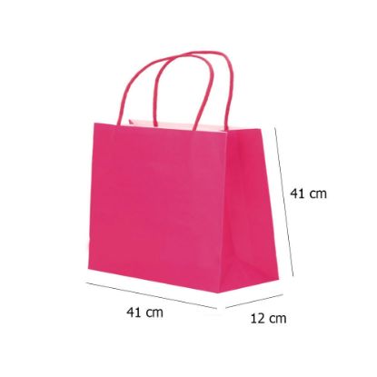 Paper Bags with Twisted Handle (Pink) 41x41x12 cm