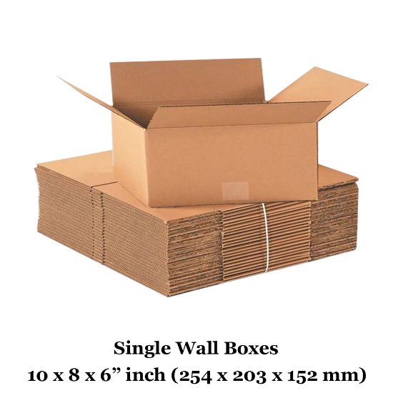 10" x 8" x 6" 254mm x 203mm x 152mm Single Wall Boxes