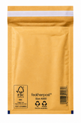 Picture of Featherpost Padded Envelopes Gold A/000 - 100 X 165 mm Bubble Mailers - Box of 200