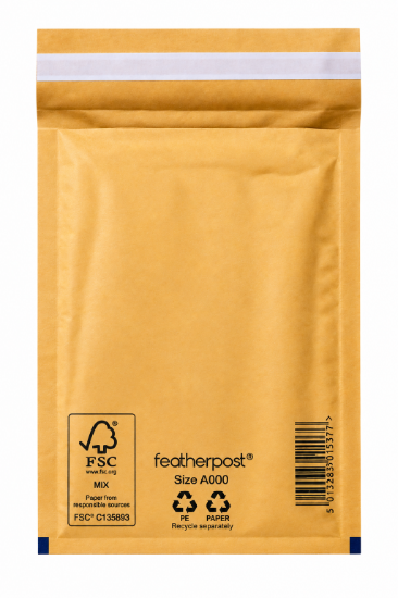 Picture of Featherpost Padded Envelopes Gold A/000 - 100 X 165 mm Bubble Mailers - Box of 200