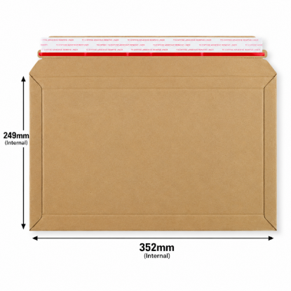 249 x 352mm Brown Rigid Cardboard Book Mailer with Peel & Seal Closure – Internal Dimensions